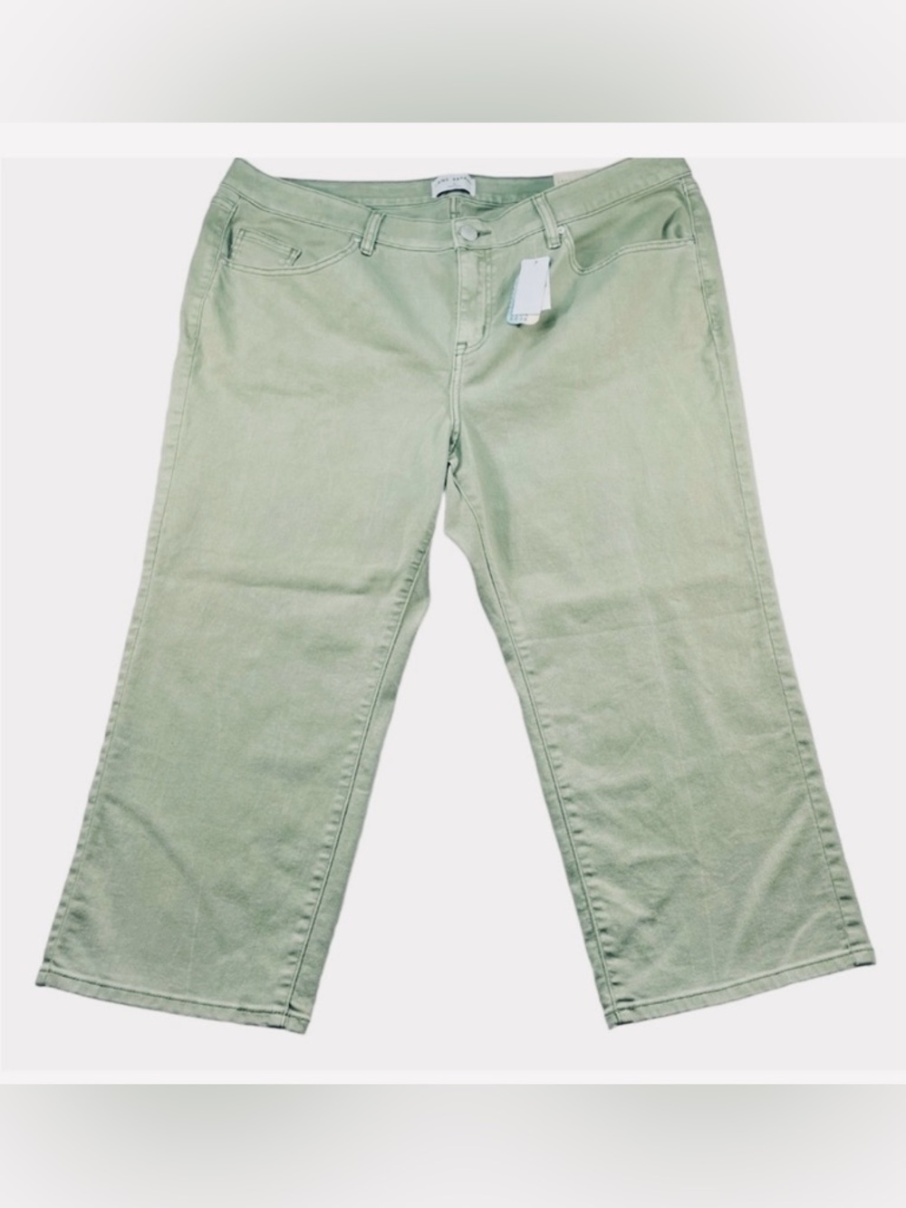 Lane Bryant Straight Crop Mid-Rise Green Jeans Womens Plus SZ 34/36 Stretch NWT